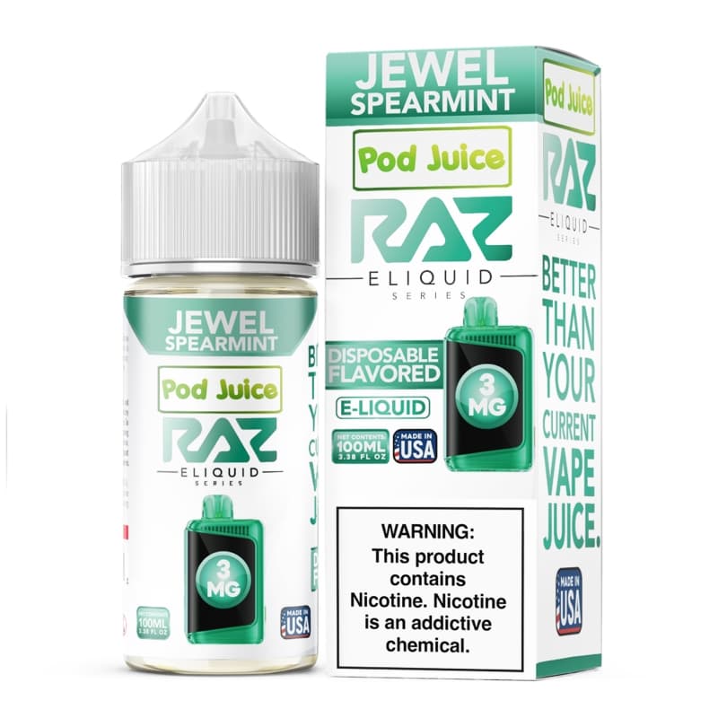 Jewel Spearmint Pod Juice RAZ Disposable Collab E-juice 100ml (Freebase)