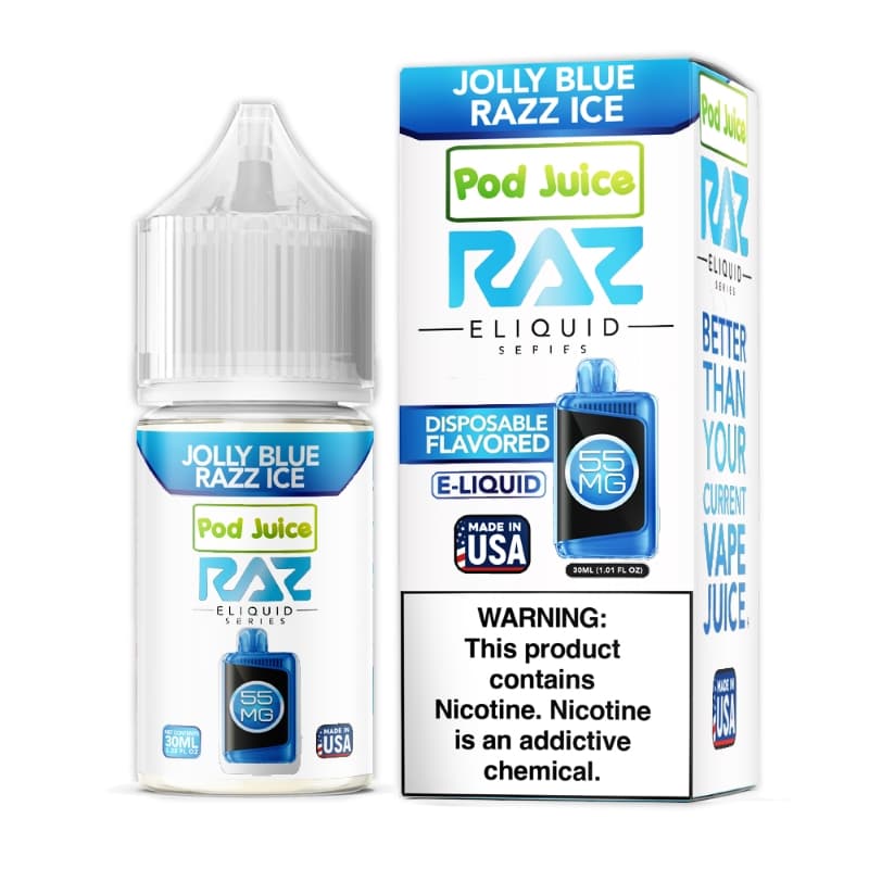 Jolly Blue Razz Ice Pod Juice RAZ Disposable Collab Nic Salt E-juice 30ml