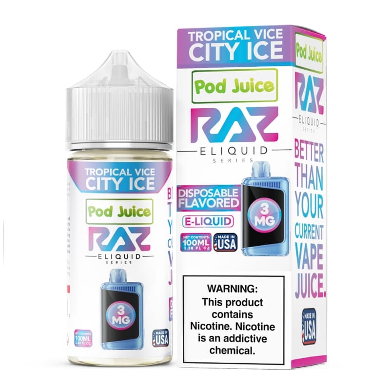 Tropical Vice City Ice Pod Juice RAZ Disposable Collab E-juice 100ml (Freebase)