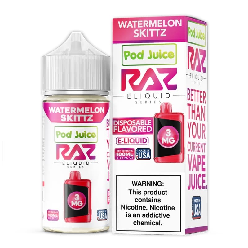 Watermelon Skittz Pod Juice RAZ Disposable Collab E-juice 100ml (Freebase)
