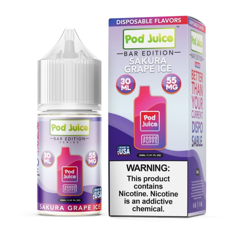 Pod Juice PJ5000 Series Bar Edition Sakura Grape Ice E-juice 30ml