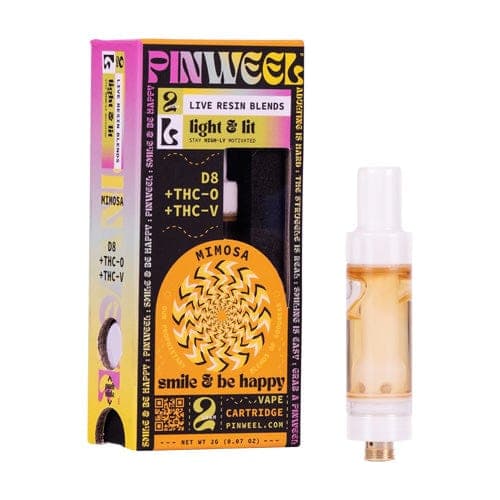 Pinweel 2g Live Resin D8+THC-O+THC-V Cartridge - Mimosa - Sativa